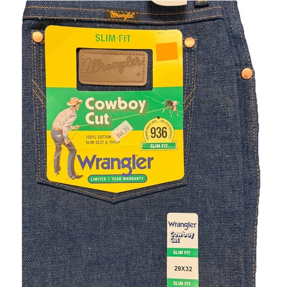 Wrangler 936 Jeans Gorpcore Size W29 X L32 Dark Blue Slim Bootcut Slim Fit NWT - Picture 3 of 8